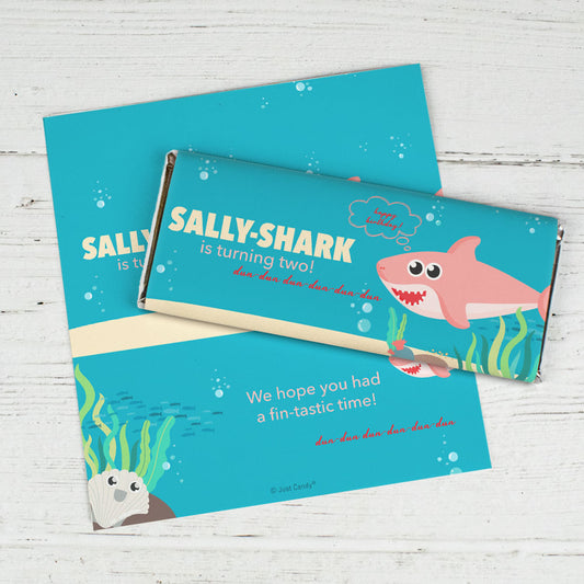 Personalized Shark Birthday Chocolate Bar Wrappers