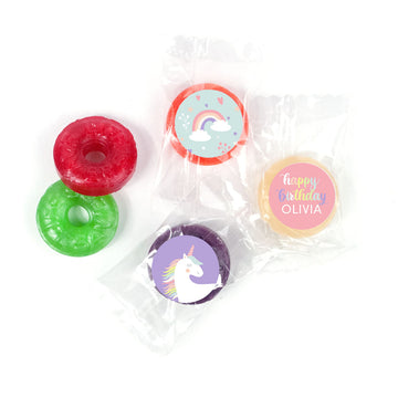 Personalized Unicorn Birthday Life Savers 5 Flavor Hard Candy - Unicorn Rainbow
