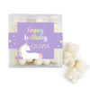 Personalized Unicorn Birthday JUST CANDY® favor cube with Sugar Sanded Gummy Bears Rainbow Unicorn
