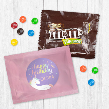 Personalized Kids Birthday Rainbow Unicorn Candy Bag Favor - M&Ms or Skittles