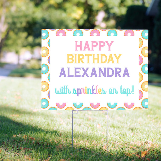 Personalized Kids Birthday Donuts Yard Sign and Stake