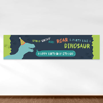Personalized Dinosaur Birthday Green Dinosaur - 5 Ft. Banner
