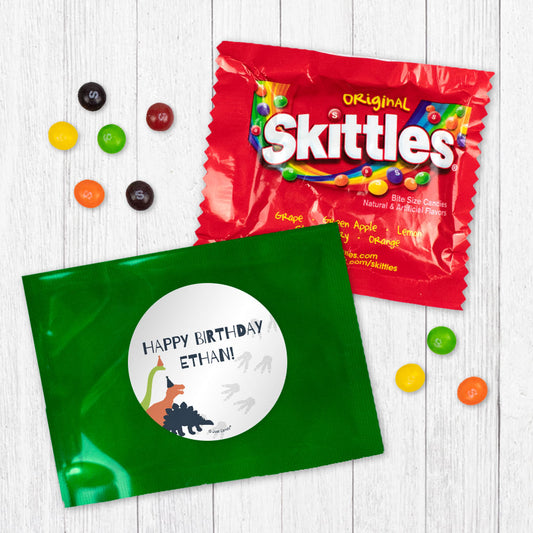 Personalized Kids Birthday Dinosaurs Skittles Favor Bag