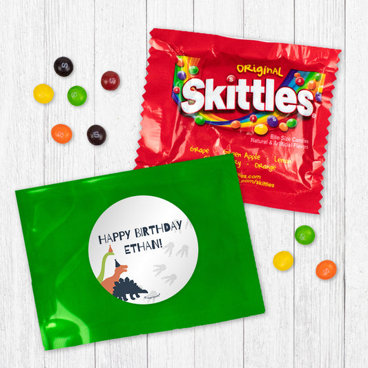 Personalized Kids Birthday Dinosaurs Skittles Favor Bag