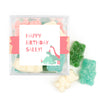 Personalized Dinosaur Birthday JUST CANDY® favor cube with Sugar Sanded Gummy Bears Pink Dino