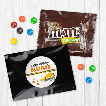 Personalized Kids Birthday Construction Candy Favor Bag - M&Ms or Skittles
