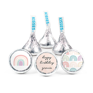 Personalized Rainbow Birthday 3/4" Stickers (108 Stickers) - Watercolor Birthday