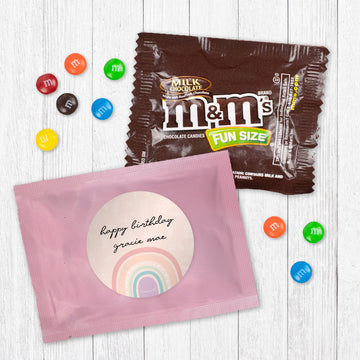 Personalized Kids Birthday Watercolor Rainbows Candy Favor Bag - M&Ms or Skittles
