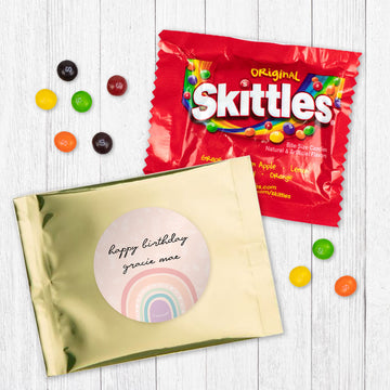 Personalized Kids Birthday Watercolor Rainbows Skittles Favor Bag
