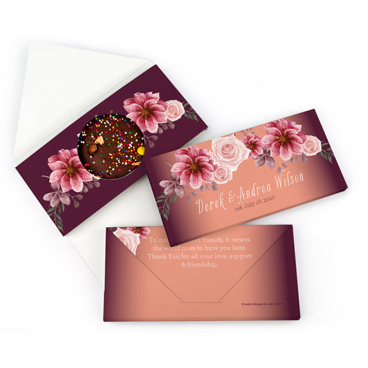 Personalized Wedding Blushing Burgundy Gourmet Infused Belgian Chocolate Bars (3.5oz)