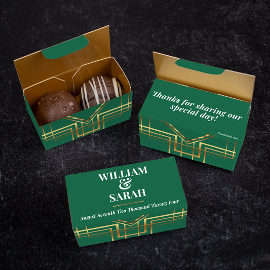 Personalized Truffle Wedding Favors Gold Lines - 2 pcs