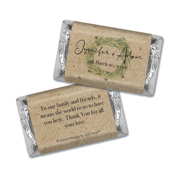Personalized Wedding Sage Wreath Hershey's Miniatures