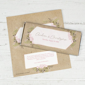 Personalized Wedding Botanical Border Chocolate Bar Wrappers
