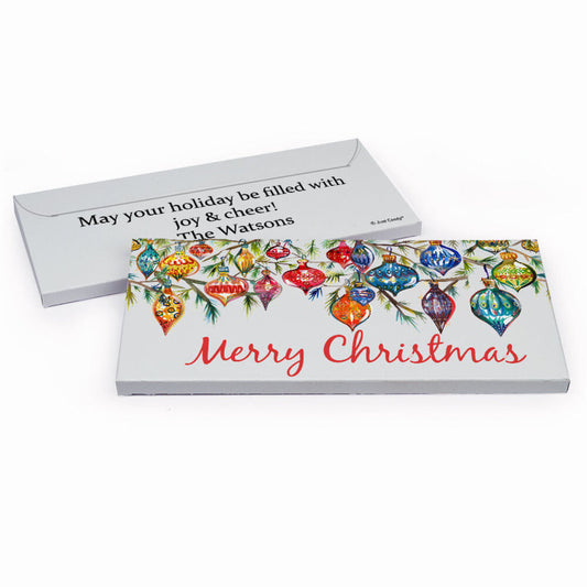Deluxe Personalized Christmas Ornaments Candy Bar Favor Box