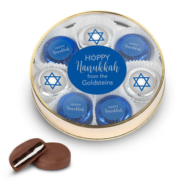 Personalized Happy Hanukkah Chocolate Covered Oreos Gift Tin