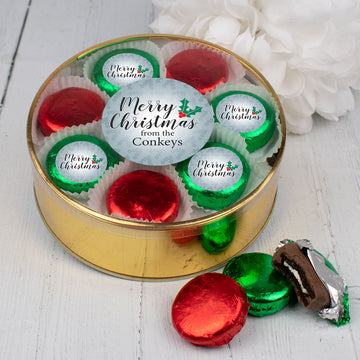 Personalized Merry Christmas Chocolate Covered Oreo Gift Tin - 16 Oreos