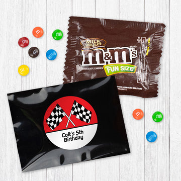Personalized Kids Birthday Racing Candy Favor Bag - M&Ms or Skittles