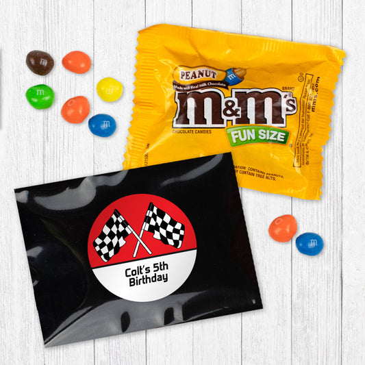 Personalized Kids Birthday Racing Peanut M&Ms Favor Bag