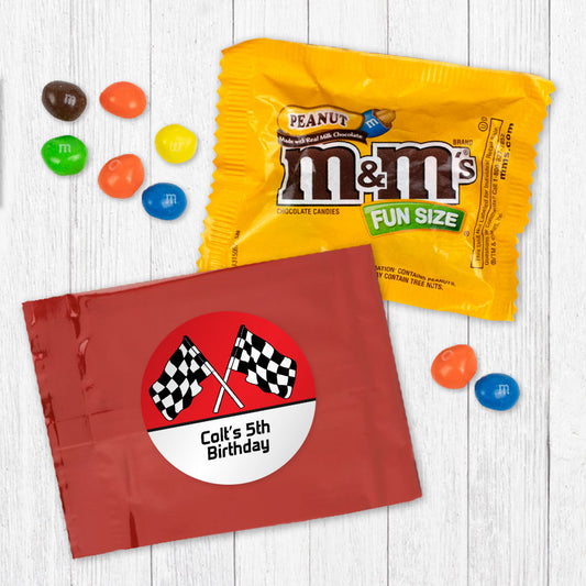 Personalized Kids Birthday Racing Peanut M&Ms Favor Bag