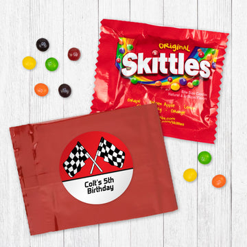 Personalized Kids Birthday Racing Skittles Favor Bag