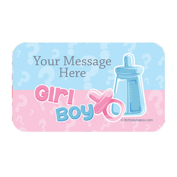 Gender Reveal Personalized Rectangular Stickers (18 Stickers)