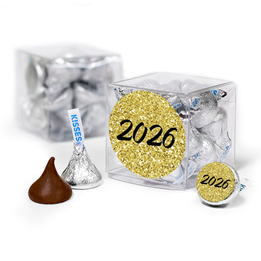 New Year's Eve Gold Glitter Hershey's Kisses Gift Box
