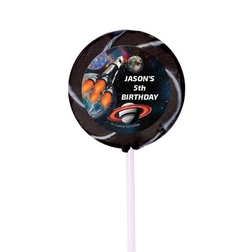 Birthday Personalized Small Swirly Pop NASA Space Blast Theme (24 Pack)