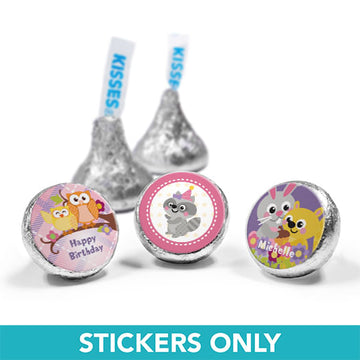 Personalized Birthday Woodland Girl 3/4" Sticker (108 Stickers)
