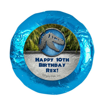 Personalized Birthday Dinosaur Themed 1.25" Stickers (48 Stickers)