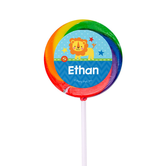 Birthday Personalized Small Rainbow Swirly Pop Lion 1st Birthday (24 Pack)