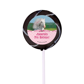 Birthday Personalized Small Swirly Pop Heart My Horse (24 Pack)
