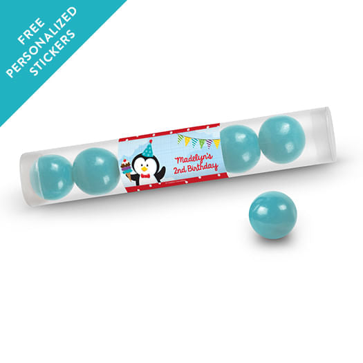 Birthday Personalized Gumball Tube Penguin 1st Birthday (12 Pack)