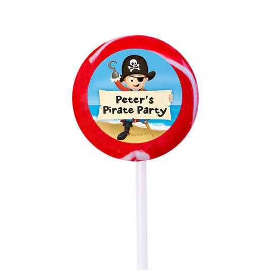 Birthday Personalized Small Swirly Pop Pirate Theme (24 Pack)