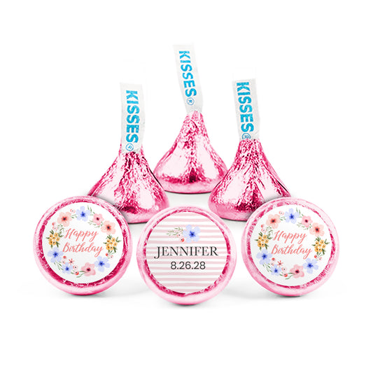 Personalized Birthday Floral Stripe Hershey's Kisses