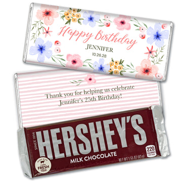 Personalized Birthday Floral Stripe Hershey's Milk Chocolate Bar