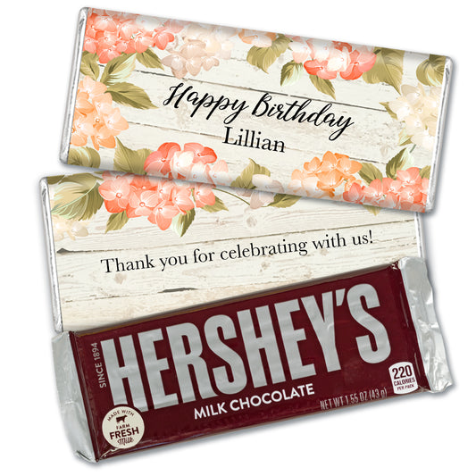 Personalized Birthday Farmhouse Floral Hershey's Chocolate Bar and Wrapper