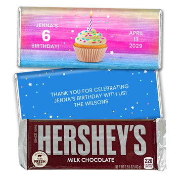 Personalized Kids Birthday Cupcake Hershey's Chocolate Bar and Wrapper