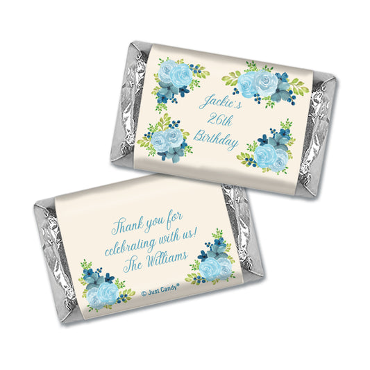 Birthday Personalized Hershey's Miniatures - Blue Roses