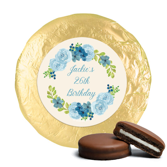 Birthday Personalized Chocolate Covered Oreo Favors - Blue Floral