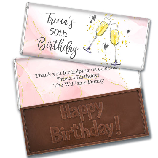 Personalized Birthday Embossed Happy Birthday Chocolate Bar - Champagne