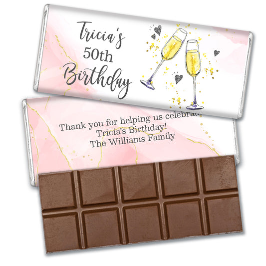 Birthday Personalized Chocolate Bar & Wrapper - Champagne