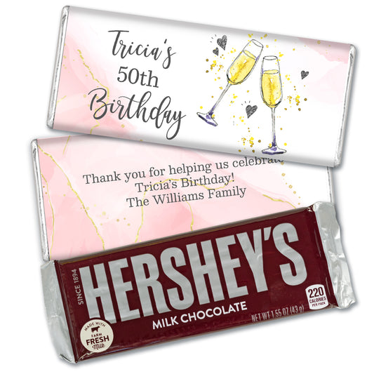 Birthday Personalized Chocolate Bar & Wrapper - Champagne