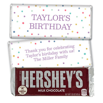 Personalized Birthday Confetti Dots Hershey's Chocolate Bar and Wrapper