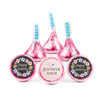 Personalized Birthday Dark Floral Hershey's Kisses