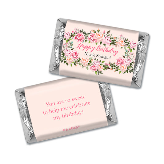 Personalized Birthday Pink Floral Hershey's Miniatures