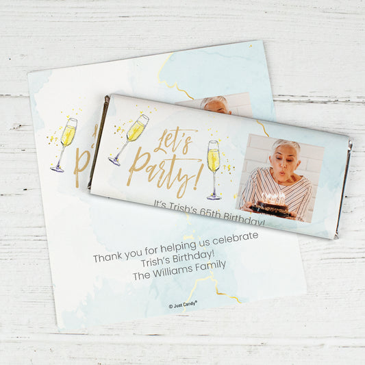 Personalized Birthday Photo Chocolate Bar Wrappers - Let's Party