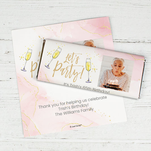Personalized Birthday Photo Chocolate Bar Wrappers - Let's Party