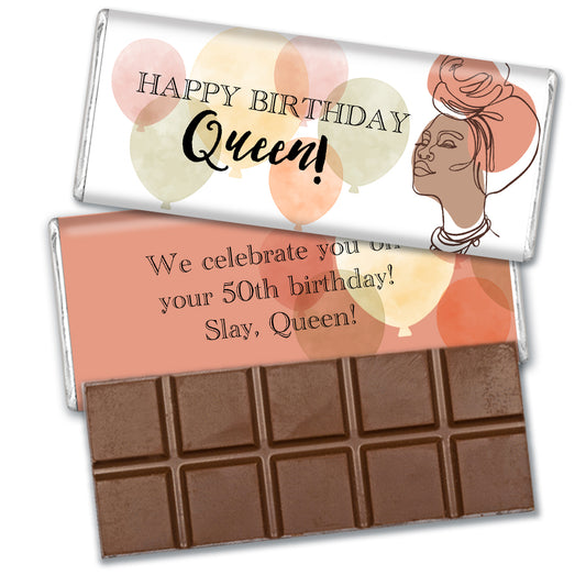 Personalized Birthday Celebrate Queen Belgian Milk Chocolate Bar