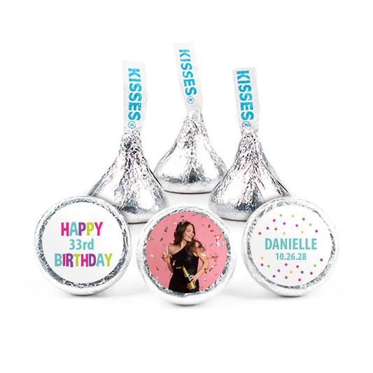 Personalized Birthday Confetti Candles 3/4" Round Stickers