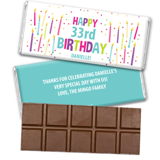 Personalized Birthday Confetti Candles Belgian Chocolate Bar